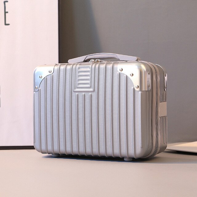 Valigia borsa cosmetica nuovo trucco professionale mini borsa di stoccaggio borsa borsa femminile signora portatile nuova alta qualità professionale: argento grigio-2