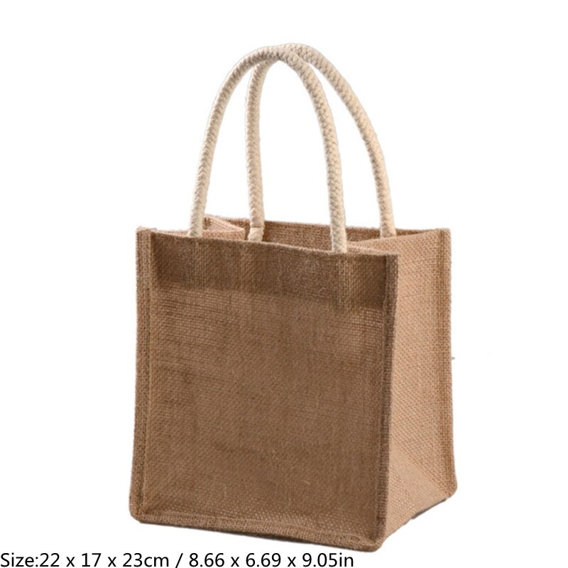 Durevole tela da imballaggio Tote Shopping Bag borsa della spesa riutilizzabile in iuta con manico decorazione fai da te pittura Bookbag scuole borsa da spiaggia: Size 3