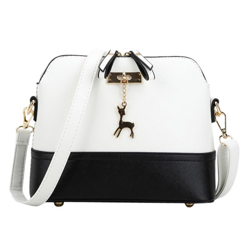 Sac à bandoulière en cuir pour femmes, sacoche à petite coque, sac à bandoulière de célèbre, épissé de cerf, Collision couleur: white