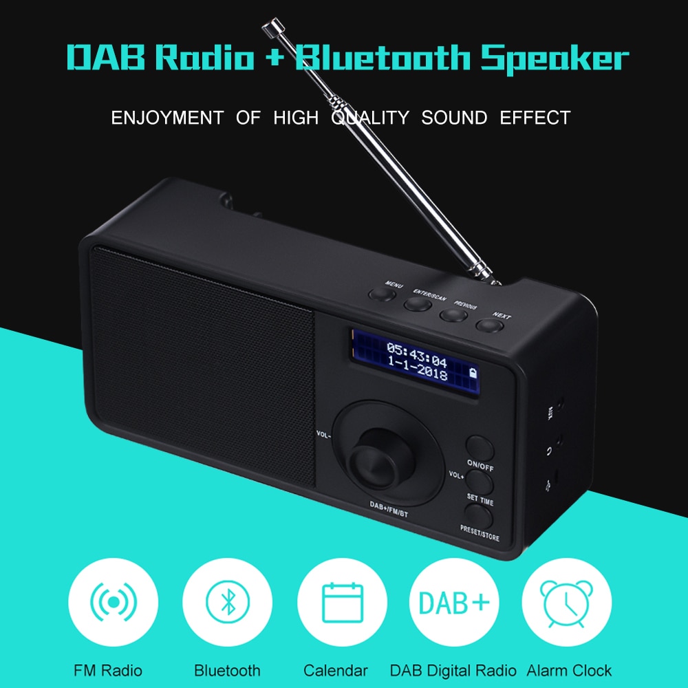 DAB DAB + FM Digitale Radio Receiver Draagbare Bluetooth Speaker Wekker Grote Power Luidspreker met Lcd-scherm