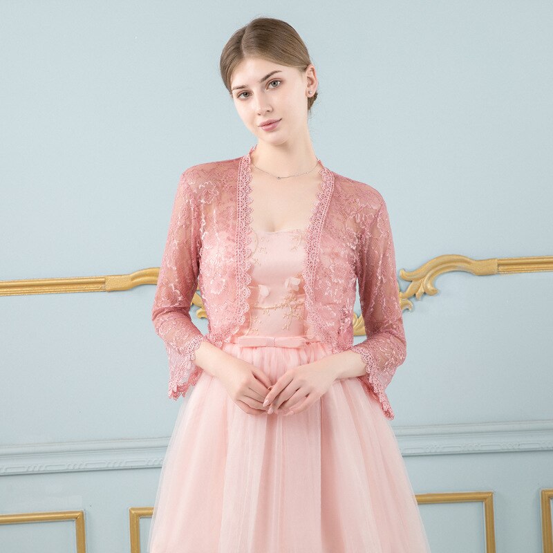 Schwarz Rosa Spitze Bolero Femme Mariage Appliqued Hochzeit Mantel Jacke Braut oben Abend Jacke Für Frauen: wie Bild