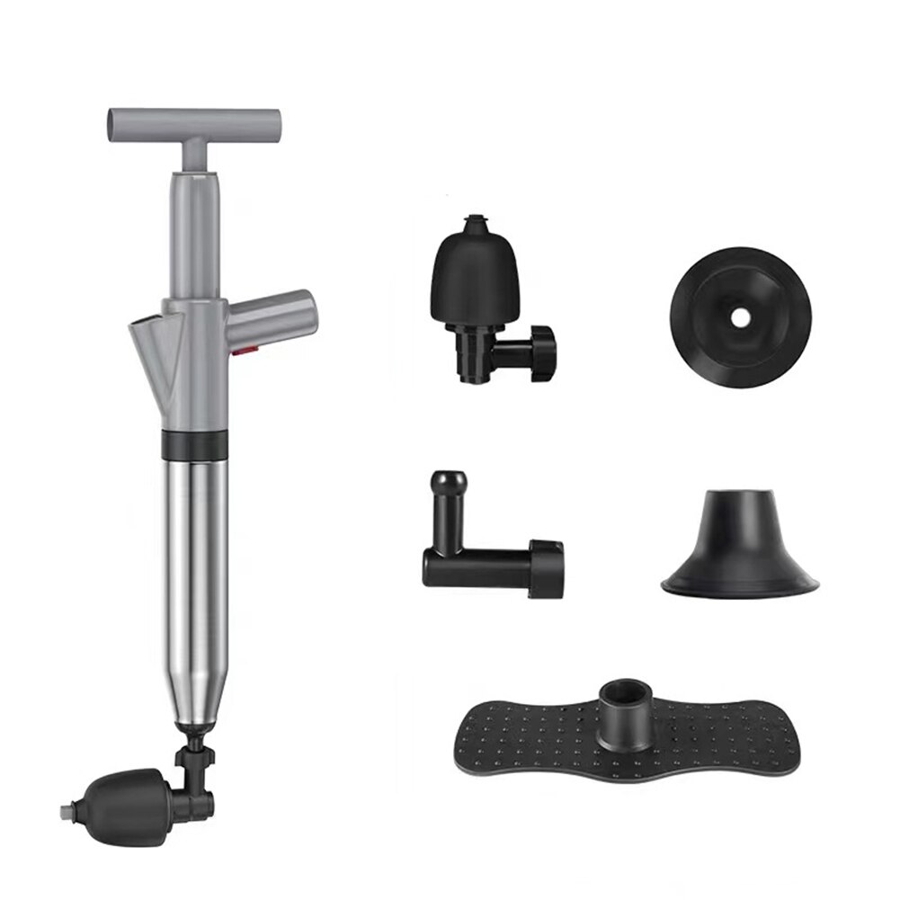 Débloqueur de vidange pour toilettes, haute pression, puissant, manuel, équipement de dragage pneumatique, tuyau bouché: GRAY