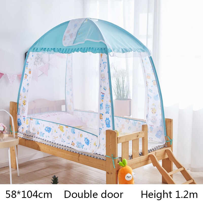 Kinderen Klamboe Baby Cartoon Anti-Muggen Anti-Fall Shading Yurt Tent Luifel Op Het Bed Tent Vouwen kids Muggen Bed: Blue-58x104x120cm