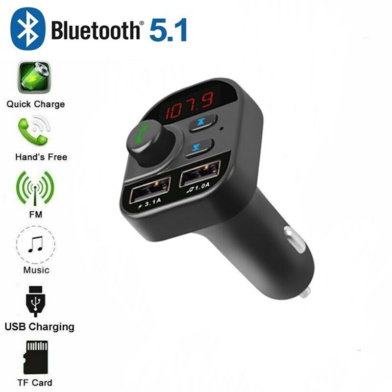 Reproductor Mp3 Bluetooth para coche con estilo, reproductor con Bluetooth, tarjeta con enchufe, FM, Bluetooth, cargador para coche, reproductor Bluetooth 5,1