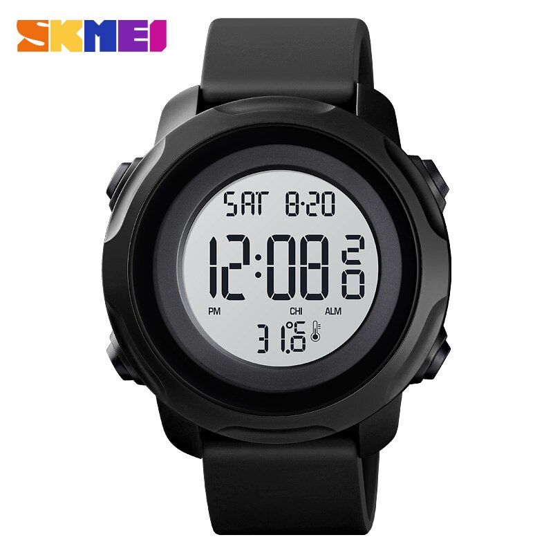 Skmei Body Omgevingstemperatuur Heren Horloges Fitness 2 Tijd Digitale Mannen Horloges Waterdichte Gezonde Tracker Montre Homme 1682: Black white