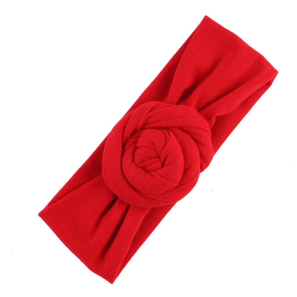 Diadema elástica con nudo para bebé y niña, accesorios para el cabello Kawaii de Color sólido, turbante de algodón suave para bebé de 1 a 6 años: red