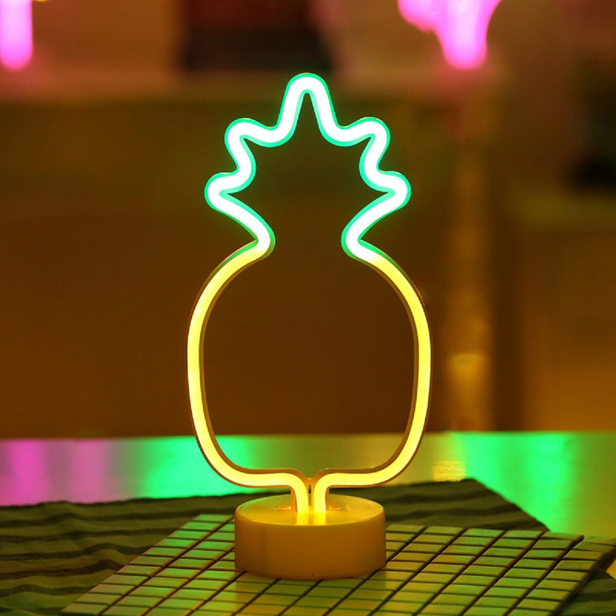 Neon Led Verlichting Teken Nachtlampje Art Decoratieve Verlichting Kinderen Home Decor Voor Woonkamer Slaapkamer Kleurrijke Lamp: Pineapple