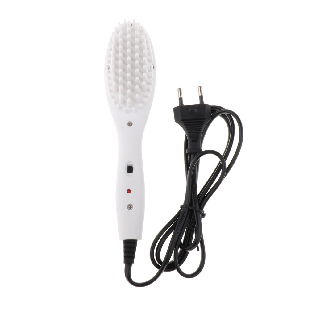 ABS électrique défrisant les cheveux brosse chauffante démêler peigne Anti-brûlure: WHITE
