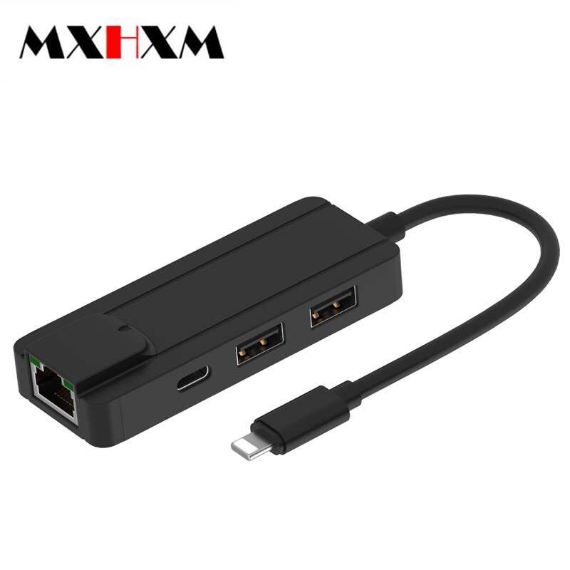 Mxhxm Voor Verlichting Om RJ45 USB2.0 2-Poort Hub Pd Opladen 100 M Netwerk Poort Geschikt Voor Iphone