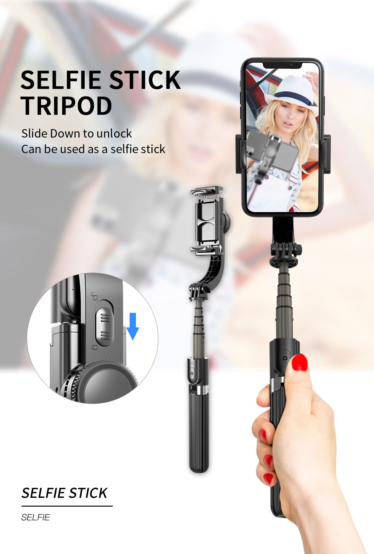 Handheld Gimbal Stabilizers Selfie Stick Tripod Extendable Anti-shake Mobile Phone Stick Tripod Stand With Bluetooth Remote