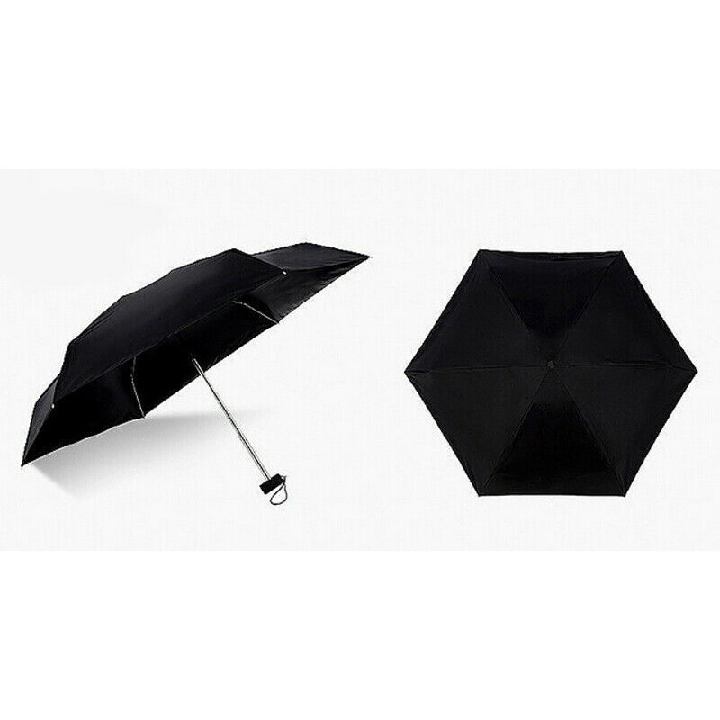 Sunny Rainny Pocket Umbrella Anti UV Mini Five-folding Windproof Lightweight Travel Women: Black