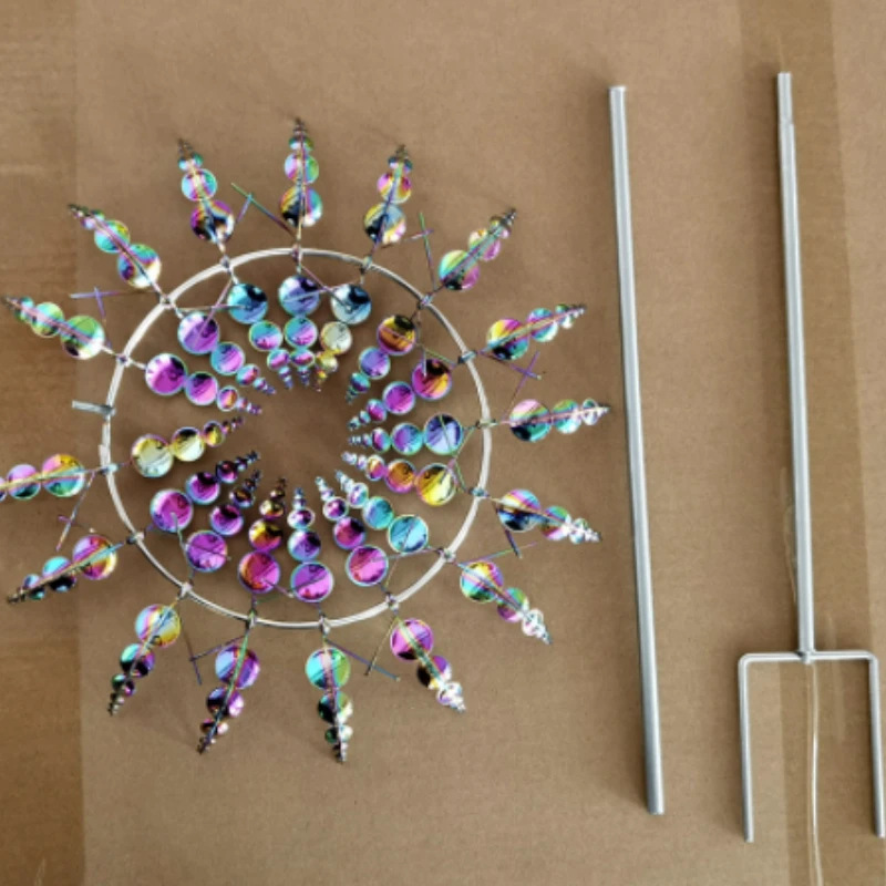 1pc Magical Kinetic Metal Windmill Spinner Unique Wind Powered Catchers Patio Garden Lawn Outdoor Courtyard Decoration