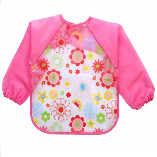 Cartoon Baby Lätzchen Wasserdicht Langarm Schürze Kinder Fütterung Kittel Lätzchen Spuck Kleidung Weiche Essen Kleinkind Baberos Bavoir Kleidung: Pink Flower