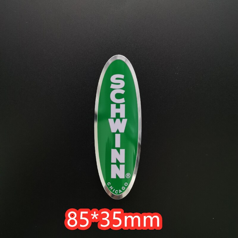 2x SCHWINN vintage classic Bike Head Badge Aluminum Decals Stickers For MTB BMX Folding Bicycle Frame Cycling Accessories emble: green