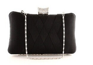 Femmes pochettes Satin mariée sac sac à main concepteur doux sacs de soirée fête sac à main de mariage pochette portefeuille sac à bandoulière 7395: Black