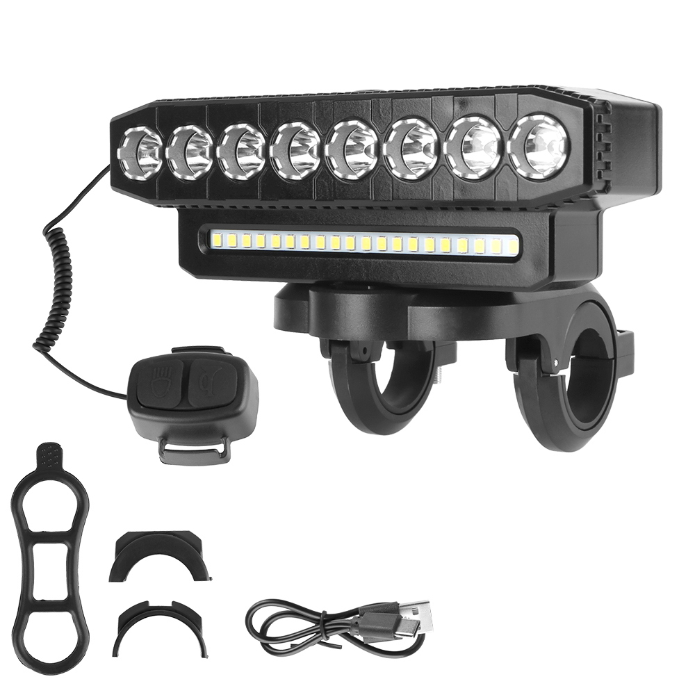 Fahrradbeleuchtung, 8/5 LEDs, 20/12 SMD, wiederaufladbar, wasserdicht, 6 Modi, Beleuchtung, LED-Scheinwerfer, tragbar, universelle Motorradscheinwerfer: Weiß