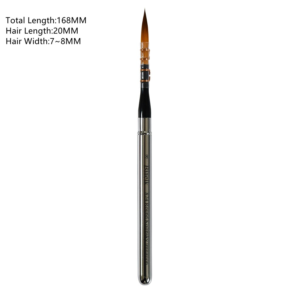 1PC 874Round Kolinsky Imitation Hair Rinsin Handle Watercolor Acrylic Artist Art Tool Supplies Paint Brush: Size8