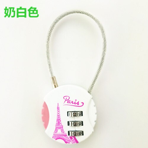 3 Dial Digit Padlock Luggage Travel Lock Portable Metal Weatherproof Password Resettable Gym locker suitcase Safely Code Lock: white