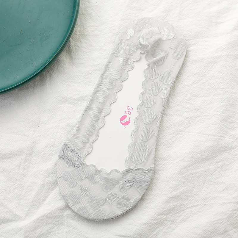 Thin Lace Socks Women Leaves Lace Invisible Socks Thin Ladies Lace Boat Socks Hollow Non-slip Shallow Socks Women Frilly Socks: Gold