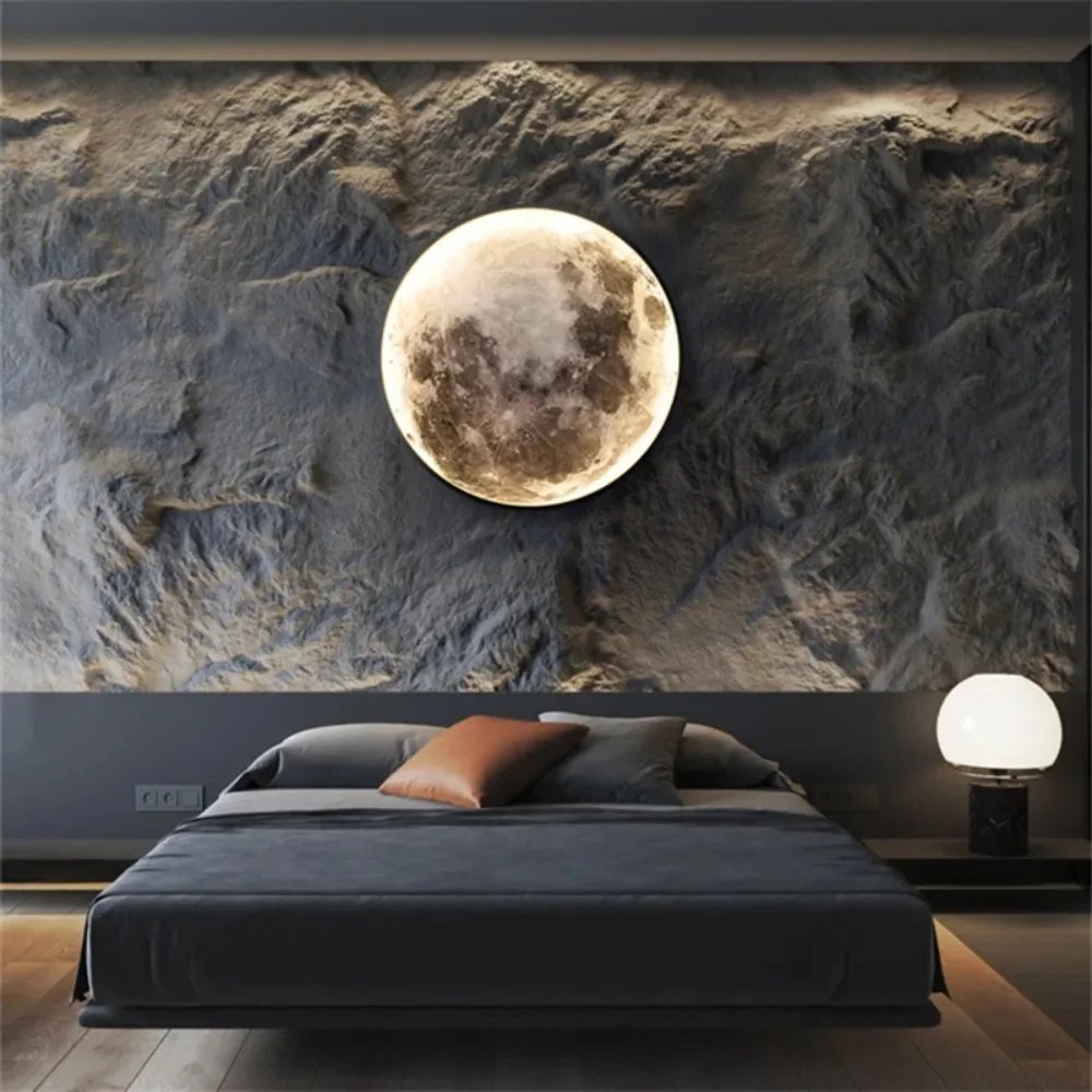 Lámpara de pared LED moderna, iluminación interior para dormitorio, sala de estar, accesorio de decoración del hogar, lámparas de decoración de Luna