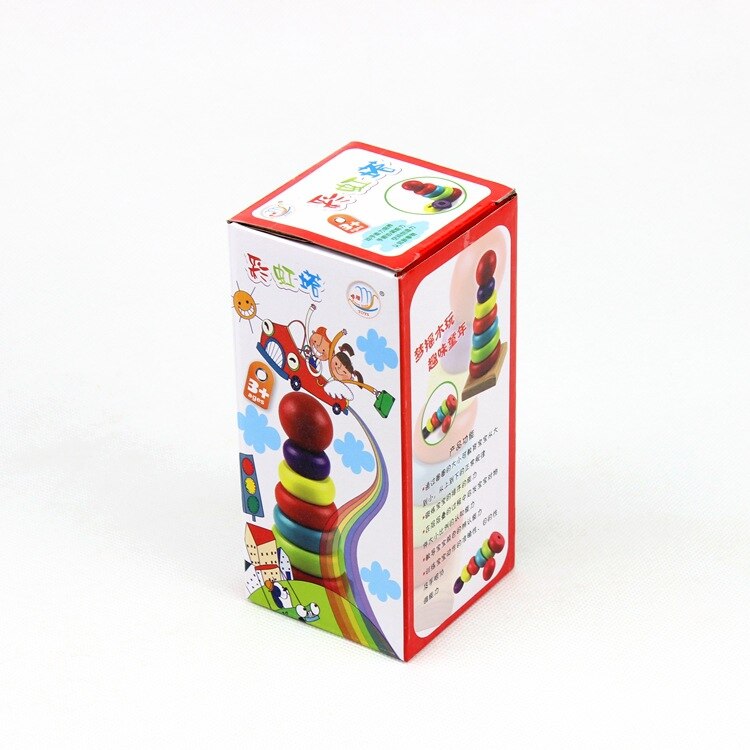 Baby Rainbow Ring Tower Jenga 2 años de edad Lap Coil capas lanzar el círculo niños juguete educativo de primera infancia 1-3 años