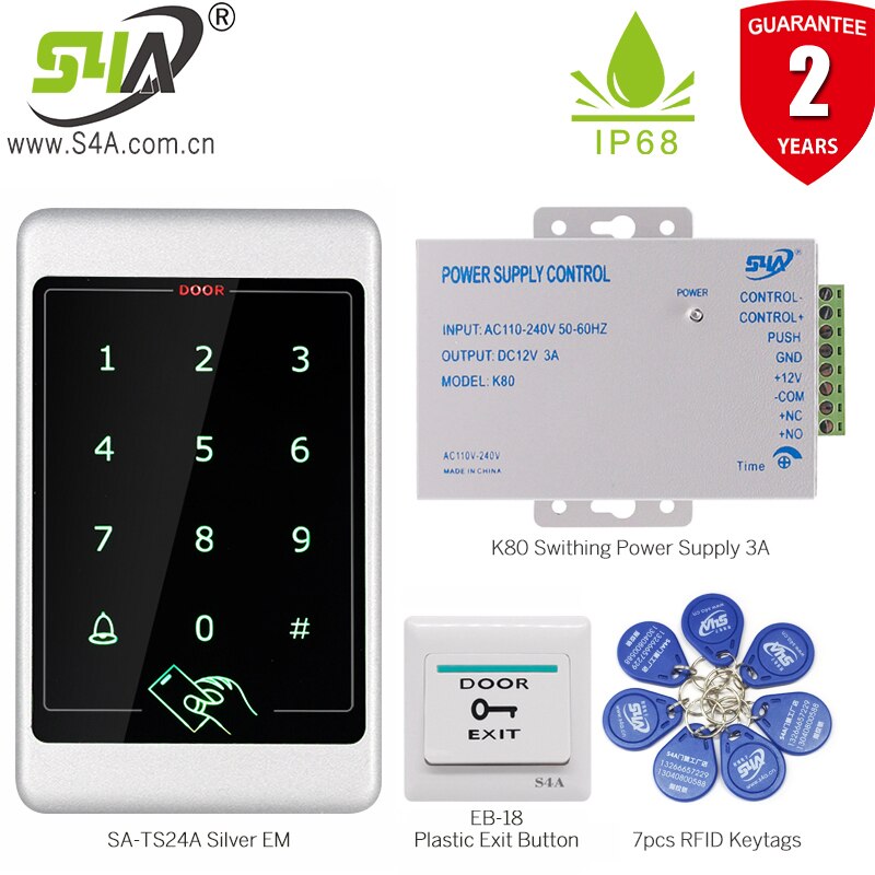 S4A RFID Access Control Standalone Controller Keypad Keyboard System Waterproof Door Lock Opener Card Reader