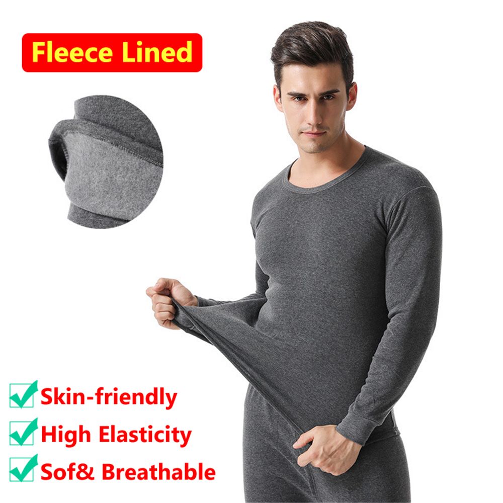 Conjunto de ropa interior térmica para hombre, conjunto de Calzoncillos largos con forro polar suave, parte superior e inferior, ropa térmica para clima frío de invierno
