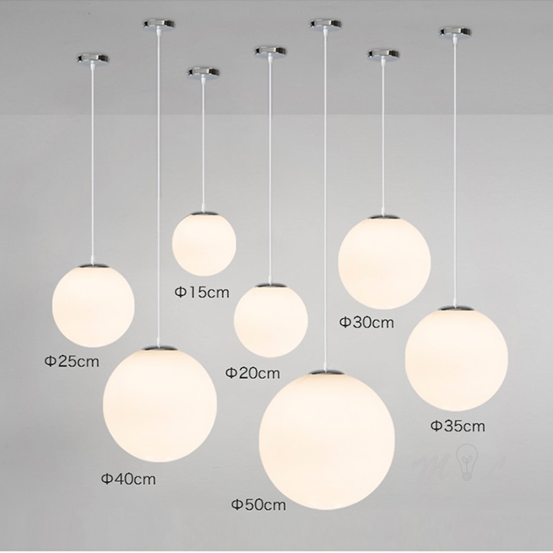 Moderna glaskula pendellampor vit klot hängande lampor bar restaurang deco armatur sovrum armatur pendellampa led