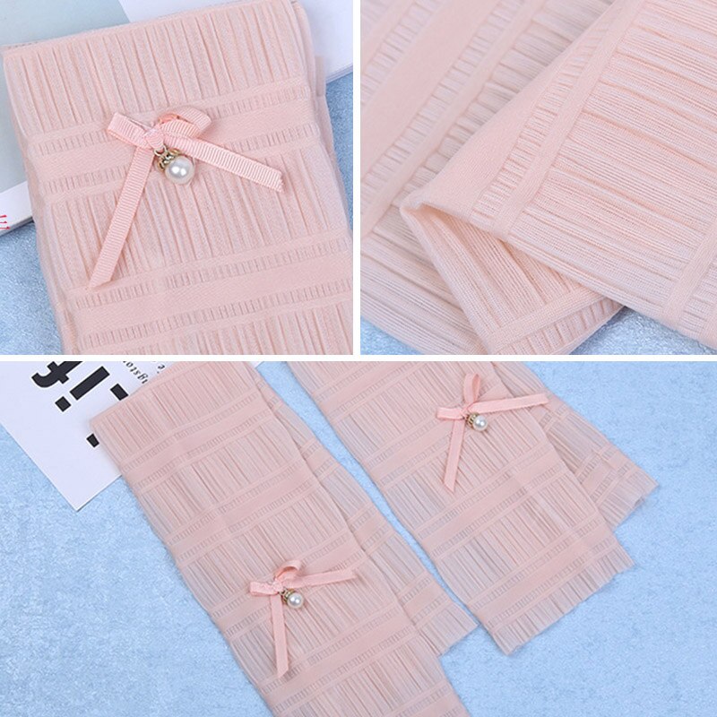 Summer Women Lace Thin Breathable Gloves Sun Protection Gloves Fingerless Outdoor Cycling Arm Sleeves Female