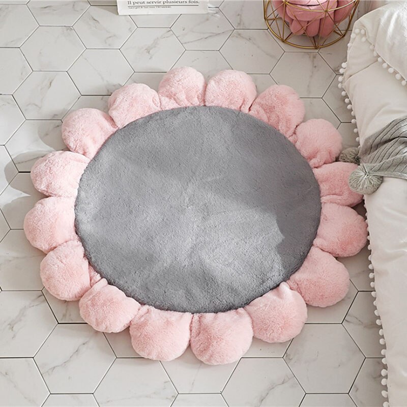 Voermat voor huisdieren, bloemenmat voor huisdieren, dubbellaags, waterdichte kattenbakmat, meerdere kleuren om uit te kiezen, kennelmat voor honden en katten: D-stijl / Diameter 55cm