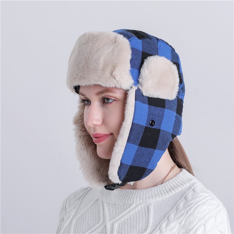 Chapeau d&#39;hiver pour homme et femme, couvre-chef russe, couvre-chef à carreaux, couvre-chef en fourrure,: I