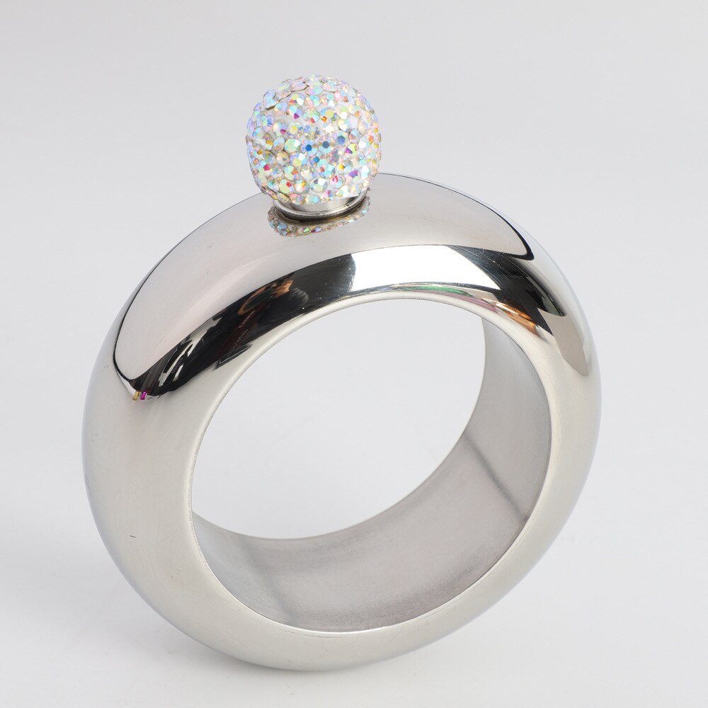 Bracelet Flask 3.5oz Stainless Steel Hip Flask Ring 100ml Wine Flask Whiskey Alcohol Bracelet Bottle for Bar Kitchen: Silver