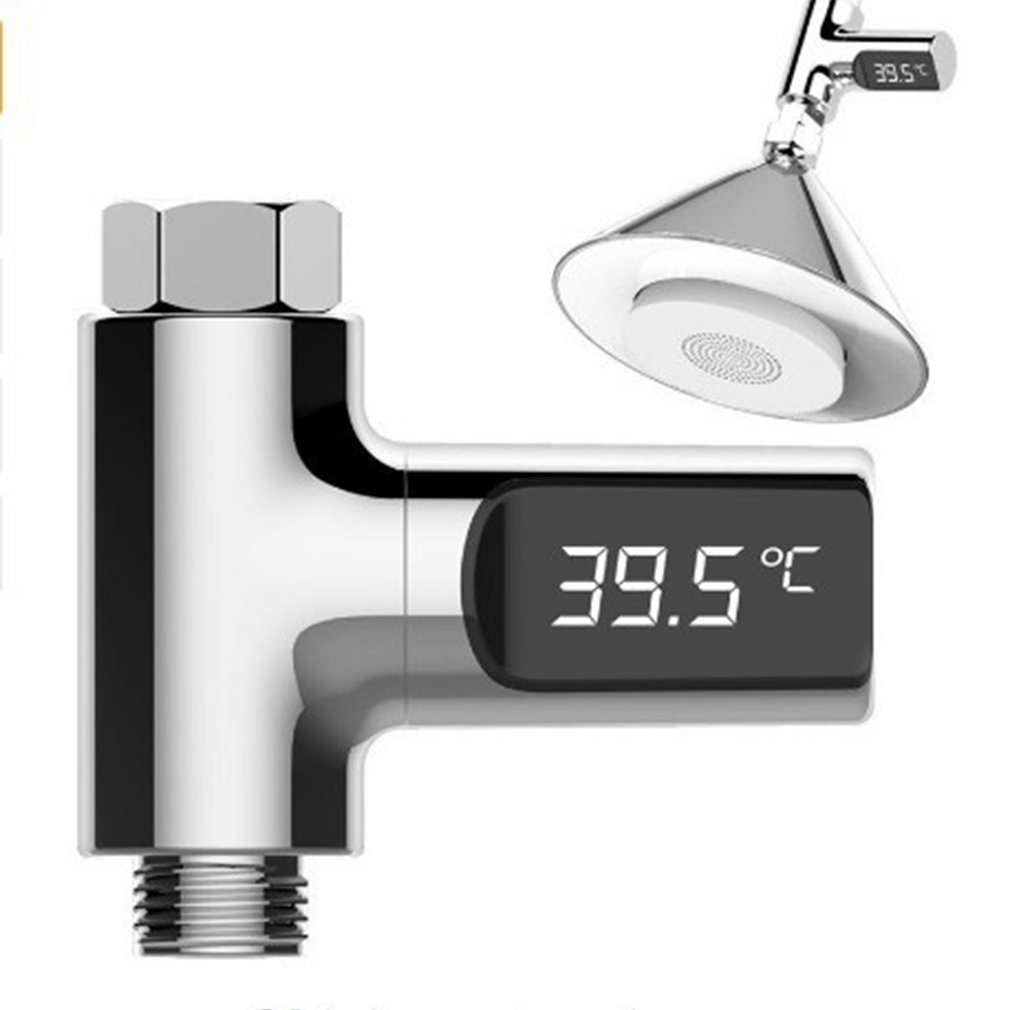 Thermomètre de douche à mécanisme d&#39;autoproduction d&#39;électricité,moniteur de température d&#39;eau, compteur d&#39;énergie intelligent à affichage LED
