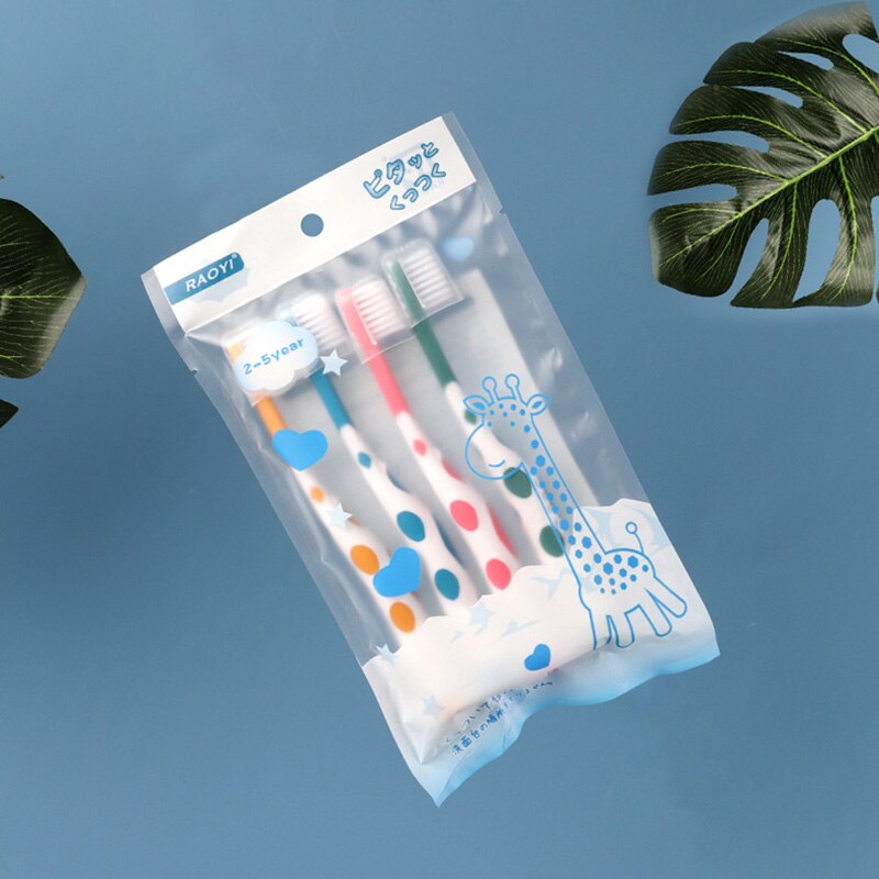 4 Stks/set Cartoon Herten Patroon Baby Tandenborstels Antislip Leuke Baby Tanden Care Kids Tandenborstel Set Baby Care