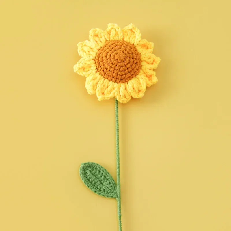1pc tricot tournesol Bouquet Crochet fleurs remise des diplômes Bouquet de fleurs décor de fête de mariage amis Flores un Crochet: Beige
