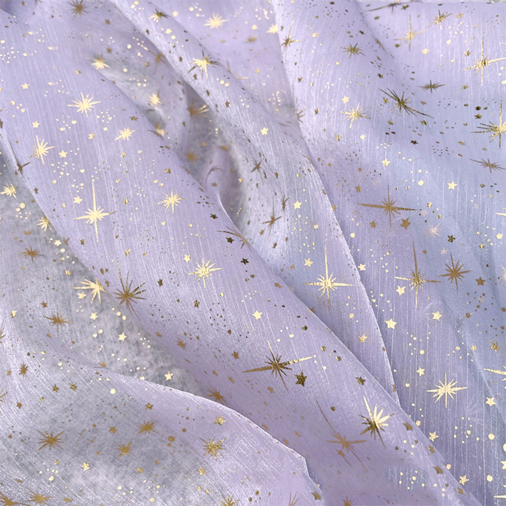 Bronserende skinnende krepp organza-stoff til damefestkjole i metervare glitter stjernemåne paljettnettgarn til diy-håndverk: Rosenrød