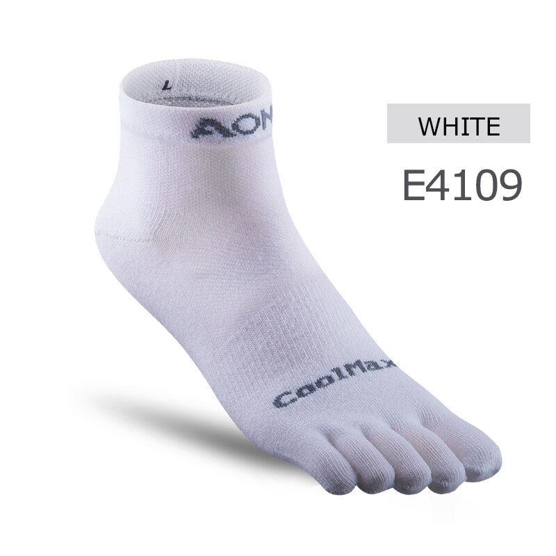 AONIJIE Een Paar Lichtgewicht Sokken Low Cut Athletic Teen Sokken Kwart Sokken Voor Vijf Tenen Barefoot Loopschoenen Marathon Ras: E4109 White / S