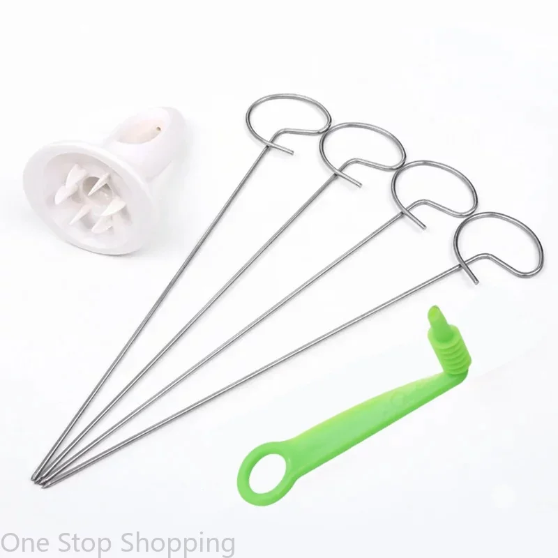 Spiralizer Chips Maker met 4 roestvrijstalen stokken Tornado Spiraalschroef Chips Aardappelsnijder Handmatige gedraaide aardappelsnijder