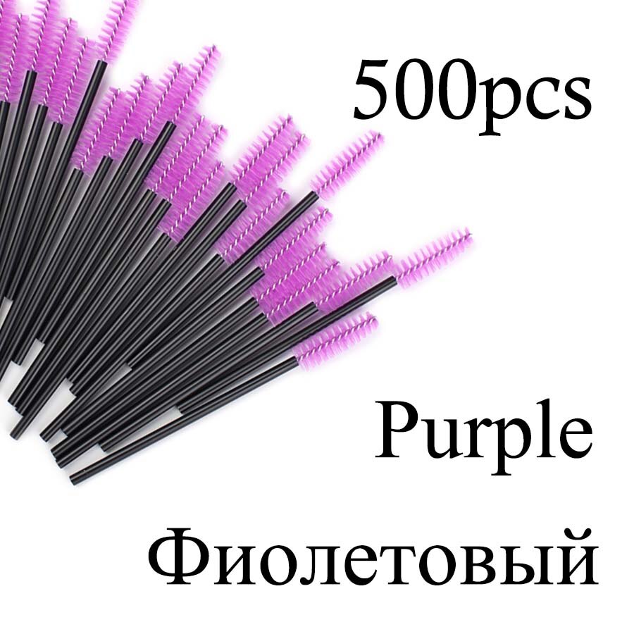 500 Stks/pak Wegwerp Kristal Wimper Borstel Kam Wimpers Extension Mascara Wands Make-Up Professionele Beauty Tool: 500pcs Purple