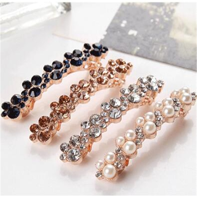 Women Girl Korean Crystal Crystal Pearl Hair Clip Barrettes Hairgrips Hair Pin Hair Accessories Styling Tools