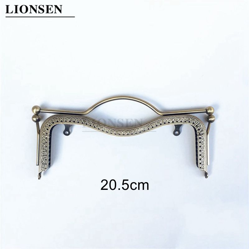 LIONSEN 20.5CM Lip-shaped Metal Purse Frame Handle Clutch Bag Accessories Kiss Clasp Lock Bronze Embossing HandBag Hardware: Bronze