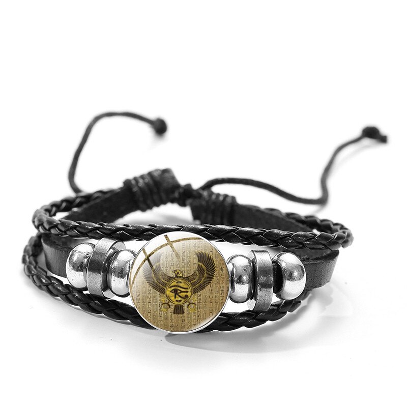 Vintage Ägyptischen Götter Power Auge Leder Armbänder Auge Von Horus Symbol Glas Kunst Multi-schicht Armreifen für Frauen Männer schmuck: style 5