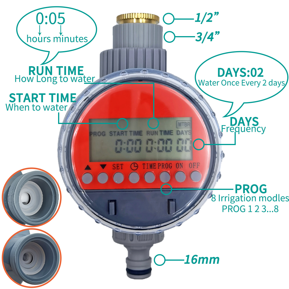 Oasis Ball Valve Irrigation Timer Automatic LCD Watering Electronic Water Tank Controller Irrigator for Home Garden Greenhouse