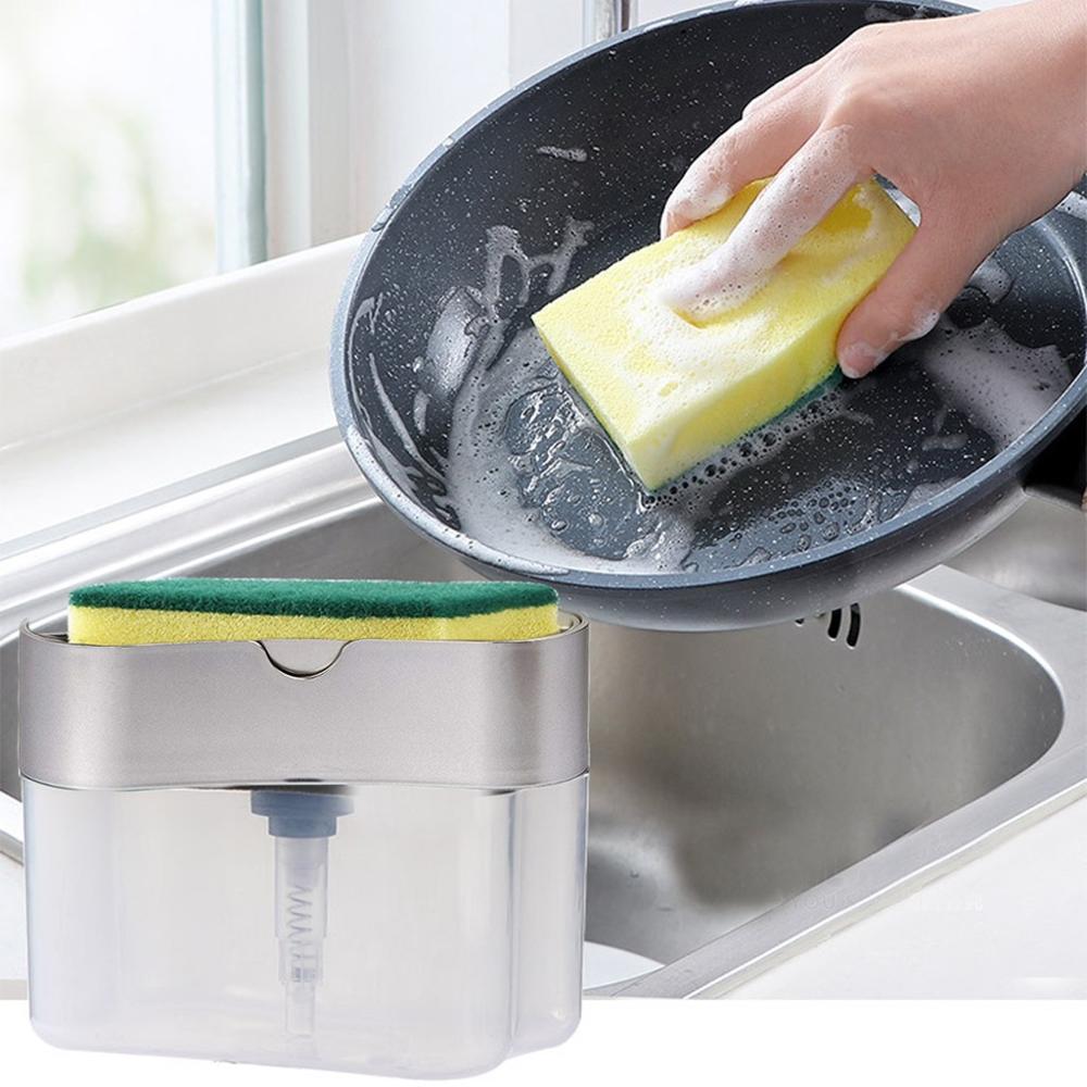 Dispensador de jabón con esponja 2 en 1 soporte de estante caja de jabón de doble capa detergente líquido para lavar platos contenedor dozoownik Na Mydlo y jw
