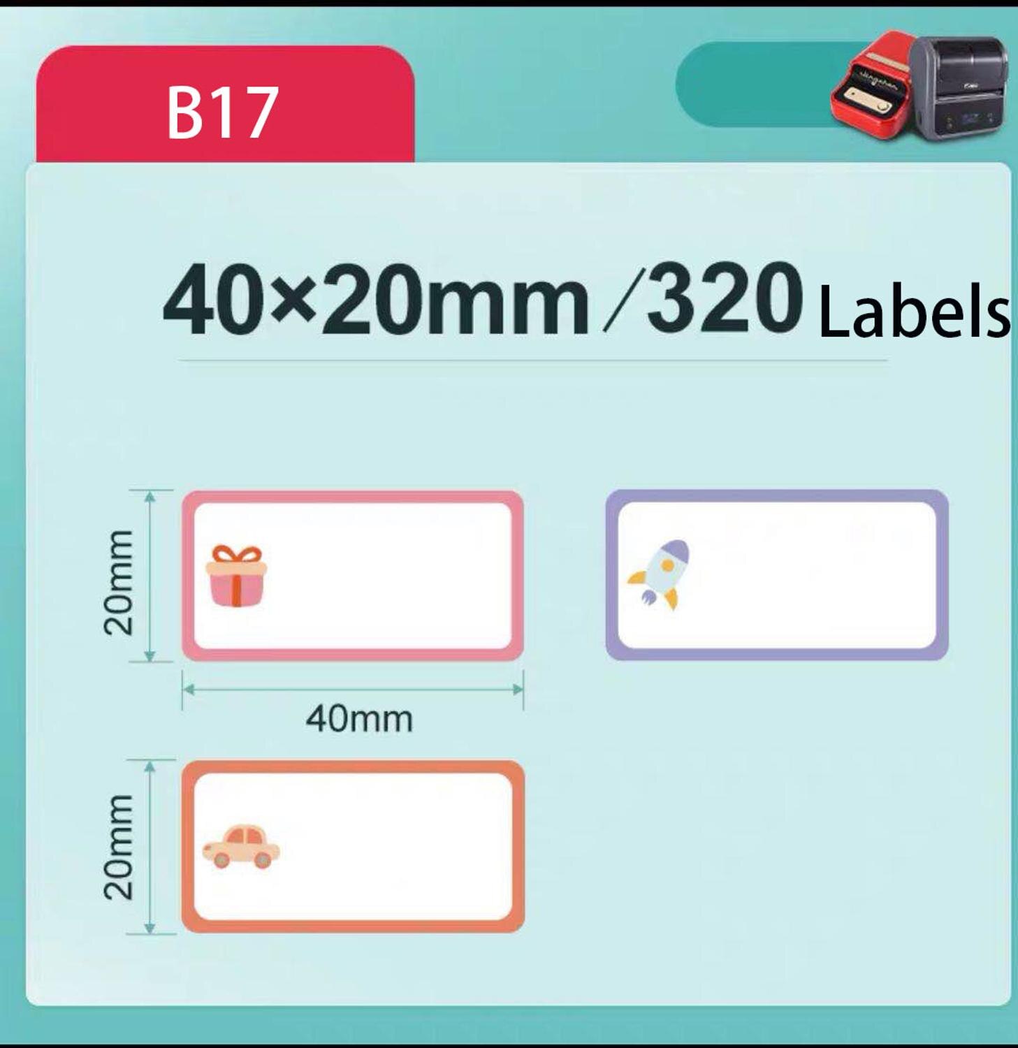 【Niimbot B21/B3S Label】Cartoon Cute Label tape Label Sticker used for B21/B3S Label Maker Label Printer: B17