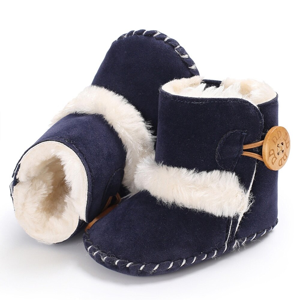 Bebê recém-nascido meninas botas de neve inverno quente sapatos botão sólido de pelúcia tornozelo botas de inverno do bebê unisex sapatos quentes