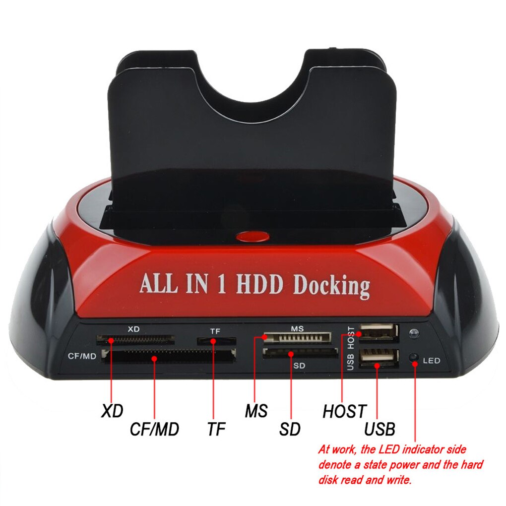 HDD Docking Station USB 2.0 Hard Drive Card Reader Hub 2.5 3.5 SATA IDE Dock Adapter