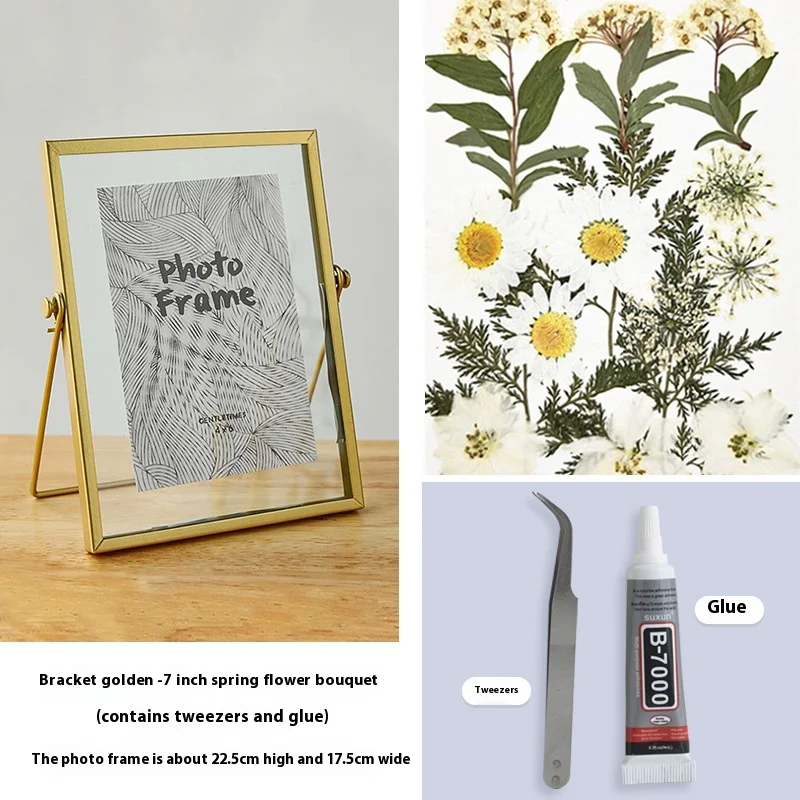 DIY Double-Sided Transparent Glass Picture Frame for Dried Flowers Handmade Home Decor Display Stand Decorative Photo Frame: plum