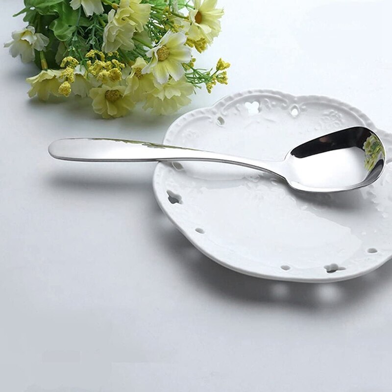 Suppeskeer i rustfrit stål, bordskeer, middagsskeer, risskeer, speciel firkant, spejlpolering, sæt  of 3