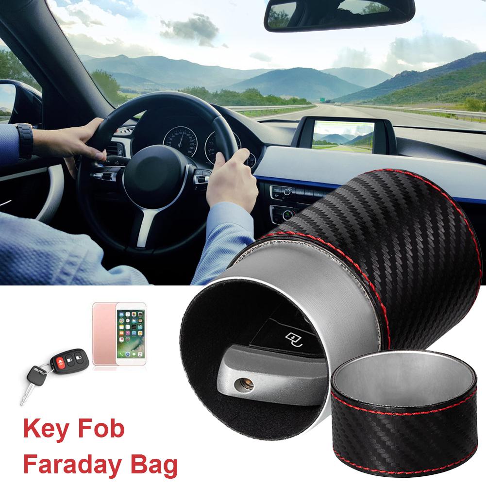 Lederen Anti Diefstal Faraday Doos Auto Keyless Signaal Blocker Beveiliging Rfid Faraday Sleutelhanger Protector Voor Auto Rfid Signal Blokkeren